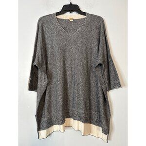 Zoe Couture Women's Pullover Cashmere V-Neck Knit Sweater Warm Gray One Size
